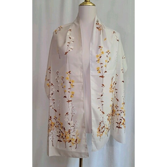 NEW Frog Factory Korea Silky Feel Fall Floral Rectangular Satin Scarf 68"x17" - Picture 1 of 9